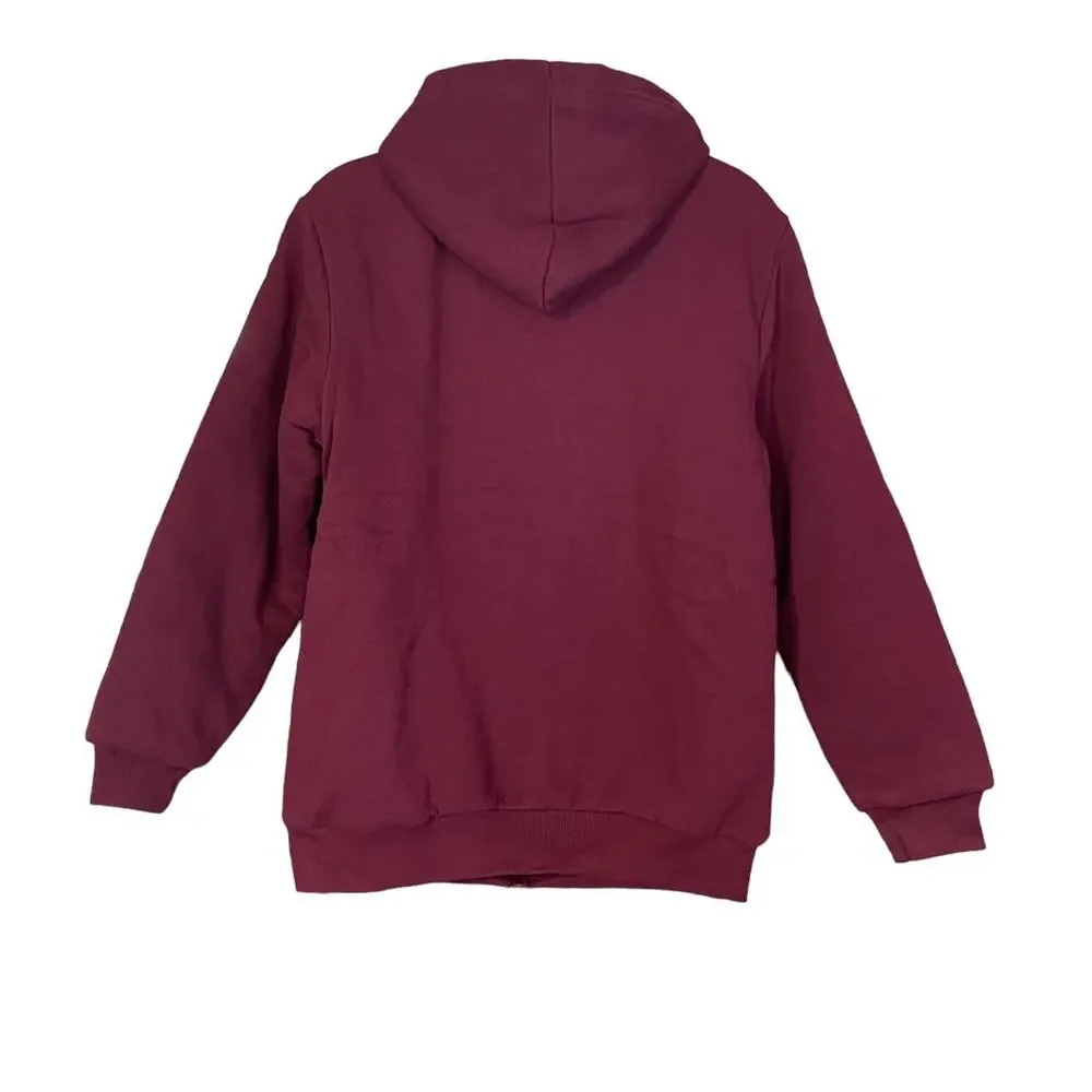 Calvin Klein Jeans Logo Kids Front Zip Hooded Sweatshirt in Burgundy L 14/16 NWT